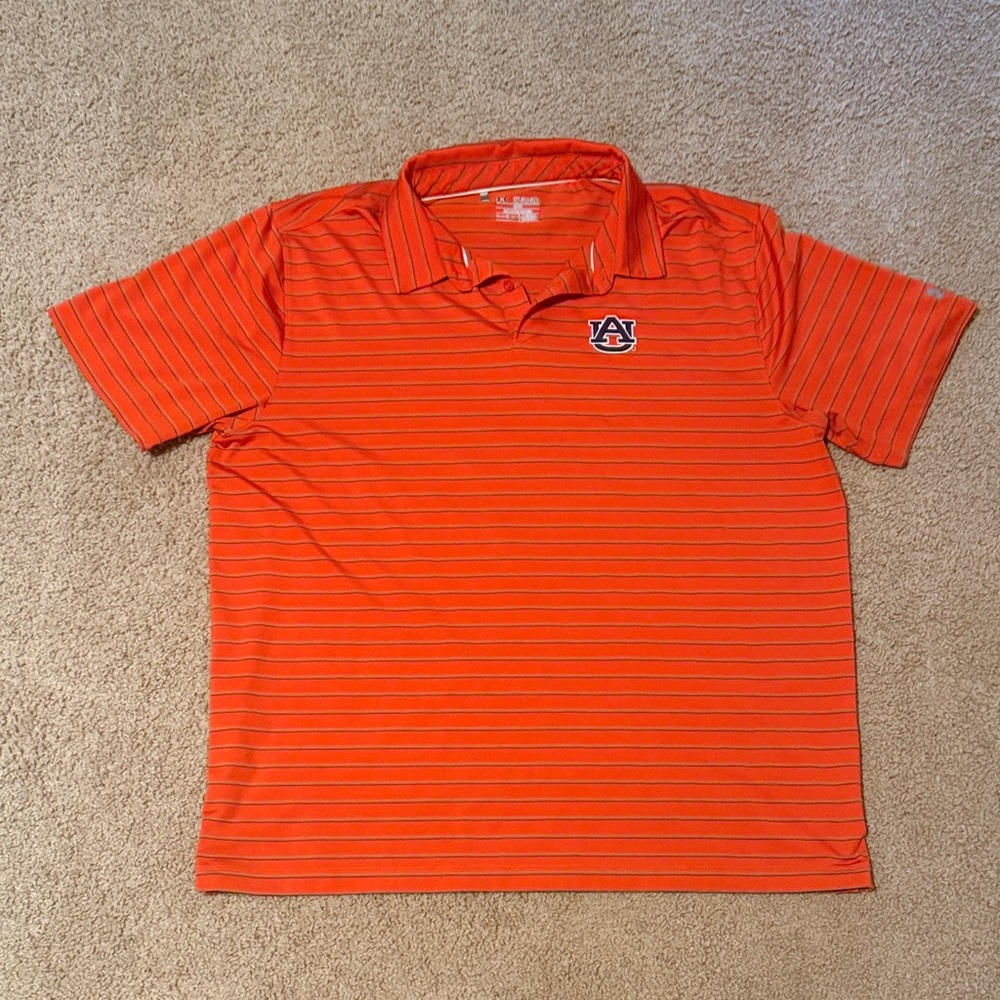 Auburn University Under Armour Orange striped Polo Shirt